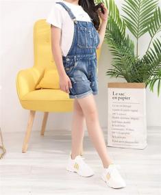 img 2 attached to 👖 Sitmptol Girls Little Big Kids Distressed BF Jeans Suspender Cotton Denim Bib Overalls 1P