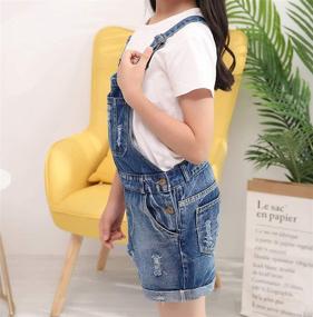 img 1 attached to 👖 Sitmptol Girls Little Big Kids Distressed BF Jeans Suspender Cotton Denim Bib Overalls 1P