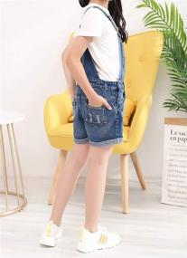 img 3 attached to 👖 Sitmptol Girls Little Big Kids Distressed BF Jeans Suspender Cotton Denim Bib Overalls 1P