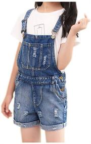 img 4 attached to 👖 Sitmptol Girls Little Big Kids Distressed BF Jeans Suspender Cotton Denim Bib Overalls 1P