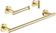 🛁 premium 3-pieces bathroom hardware set: kes sus 304 stainless steel 16 inch towel bar, toilet paper holder, and towel hook, brushed brass finish - la20bzdg-32 logo