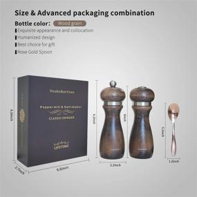 img 3 attached to 🧂 Elegant Vouko&amp;artizn Wooden Salt Shaker and Pepper Grinder Set - Beech Wood Spice Grinder with Gift Box, 6 inch Pack of 2 Psc