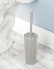 img 2 attached to 🚽 mDesign Slim Compact Modern Plastic Toilet Bowl Brush and Holder for Bathroom Storage - Sturdy, Deep Cleaning - 2 Pack - Light Gray: The Ultimate Toilet Cleaning Solution with Sleek Design and Practical Storage