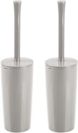 🚽 mdesign slim compact modern plastic toilet bowl brush and holder for bathroom storage - sturdy, deep cleaning - 2 pack - light gray: the ultimate toilet cleaning solution with sleek design and practical storage logo