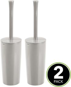 img 3 attached to 🚽 mDesign Slim Compact Modern Plastic Toilet Bowl Brush and Holder for Bathroom Storage - Sturdy, Deep Cleaning - 2 Pack - Light Gray: The Ultimate Toilet Cleaning Solution with Sleek Design and Practical Storage