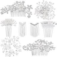 44-piece wedding hair comb set - faux pearl crystal hair accessories, bride side comb clips, u-shaped flower rhinestone pearl hair clips for bride & bridesmaid (classic style) logo