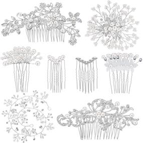 img 4 attached to 44-Piece Wedding Hair Comb Set - Faux Pearl Crystal Hair Accessories, Bride Side Comb Clips, U-shaped Flower Rhinestone Pearl Hair Clips for Bride & Bridesmaid (Classic Style)