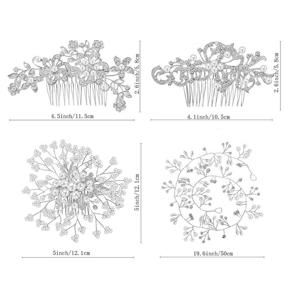 img 3 attached to 44-штучный свадебный набор заколок для волос - подделочные жемчужные кристальные аксессуары для волос, заколки с боковыми гребнями для невесты, заколки с у-образным цветком из жемчуга и стразов для невесты и подружек невесты (классический стиль)