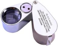 high-quality 40x full metal illuminated jewelers eye loupe magnifier - foldable jewelry magnifying tool with bright led light for gazing at gems, coins, antiques, stamps, inspecting, and more - silver metal body with box logo