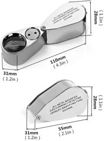 img 3 attached to Высококачественный 40X Полностью Металлический Ювелирный Колющий Лупа лупа магнификатор - Складная Ювелирная Магнификационная Профессиональный Инструмент с Ярким Светодиодным Светом Для Рассматривания Драгоценных Камней, Монет, Антиквариата, Марок, Инспекции и Прочего - Серебряное Металлическое Тело в Коробке.