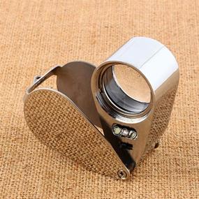 img 2 attached to High-quality 40X Full Metal Illuminated Jewelers Eye Loupe Magnifier - Foldable Jewelry Magnifying Tool with Bright LED Light for Gazing at Gems, Coins, Antiques, Stamps, Inspecting, and More - Silver Metal Body with Box