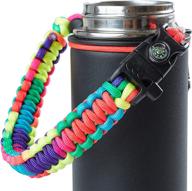 hike & joy paracord handle for hydro flask & wide mouth bottles - 12 to 64oz. includes water bottle strap carrier, safety ring & carabiner. ideal water bottle handle for hiking - upgrade before 2020! логотип