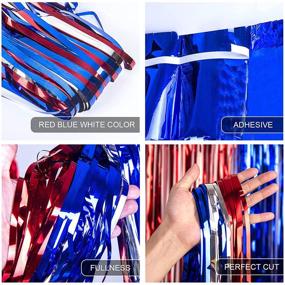 img 2 attached to 🎉 3 Packs 4th of July Party Tinsel Foil Fringe Curtains - Red White Blue Photo Backdrops Props for American Theme Decorations: Patriotic Independence Day, Labor Day, and Christmas Parties