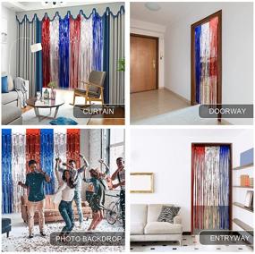 img 1 attached to 🎉 3 Packs 4th of July Party Tinsel Foil Fringe Curtains - Red White Blue Photo Backdrops Props for American Theme Decorations: Patriotic Independence Day, Labor Day, and Christmas Parties