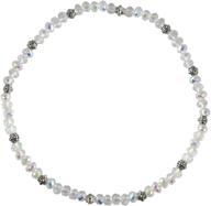💎 iridescent white stretch bead ankle bracelet anklet (a41) - trendy and elegant! logo