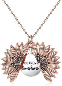 img 4 attached to 🌻 Sterling Silver Sunflower Locket Necklace: You Are My Sunshine Engraved Pendant for Her - Anniversary Jewelry