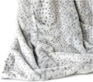 cynthia rowley faux fur throw blanket: luxuriously soft plush in brown taupe stripe or ivory snow leopard print logo