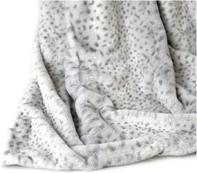 img 4 attached to Cynthia Rowley Faux Fur Throw Blanket: Luxuriously Soft Plush in Brown Taupe Stripe or Ivory Snow Leopard Print