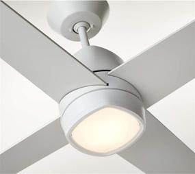 img 2 attached to Luminance Kathy Ireland Home Zeke LED Ceiling Fan: Modern Metal Fixture with 4-Speed Wall Control, Shatter Resistant Shade, and Downrod - 54 Inch, Semi Flush Mount, Satin White