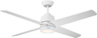 luminance kathy ireland home zeke led ceiling fan: modern metal fixture with 4-speed wall control, shatter resistant shade, and downrod - 54 inch, semi flush mount, satin white логотип