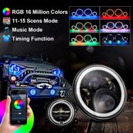 🚘 suparee 7" rgb фары с желтым указателем поворота, 7" led фара + 4" rgb противотуманные фары, 4.5" передние фары с rgb гало кольцом для wrangler jk tj lj (1997-2017) логотип