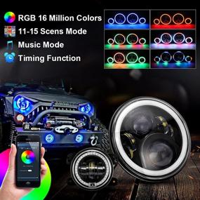 img 1 attached to 🚘 SUPAREE 7" RGB фары с желтым указателем поворота, 7" LED фара + 4" RGB противотуманные фары, 4.5" передние фары с RGB гало кольцом для Wrangler JK TJ LJ (1997-2017)