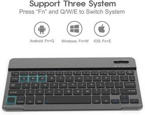 img 3 attached to 🔌 Nulaxy KM12 Wireless Bluetooth Keyboard with Magnetic Detachable Leather Cover, Rechargeable Keyboard for iPad iPhone Apple Phone Samsung Tablets- Black