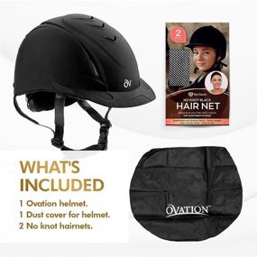 img 3 attached to Ray Squad Ovation Unisex Schooler Deluxe Riding Helmet Set with (2 Pack) Long Open End No Knot Hairnet &amp; Helmet Dust Bag