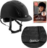 ray squad ovation unisex schooler deluxe riding helmet set with (2 pack) long open end no knot hairnet &amp; helmet dust bag логотип