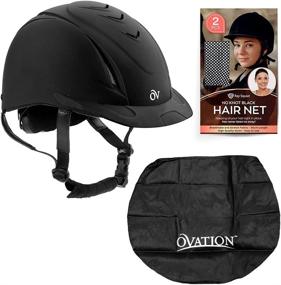 img 4 attached to Ray Squad Ovation Unisex Schooler Deluxe Riding Helmet Set with (2 Pack) Long Open End No Knot Hairnet &amp; Helmet Dust Bag