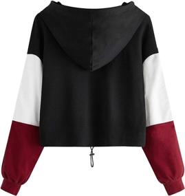 img 3 attached to 👚 Women's Casual ColorBlock Long Sleeve Pullover Sweatshirt Crop Top by SweatyRocks