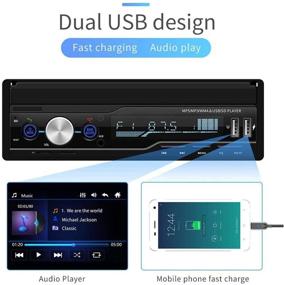 img 1 attached to Регетек Автомагнитола Single Din: 7-дюймовый Bluetooth аудио видео плеер с выдвижным сенсорным HD экраном, USB/AUX/TF, RDS FM AM радио