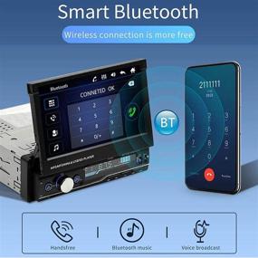 img 2 attached to Регетек Автомагнитола Single Din: 7-дюймовый Bluetooth аудио видео плеер с выдвижным сенсорным HD экраном, USB/AUX/TF, RDS FM AM радио