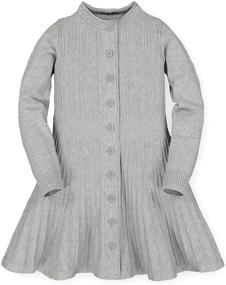 img 4 attached to 👗 Charming and Cozy: Hope & Henry Girls' Long Sleeve Sweater Dress with Ribbed Skirt