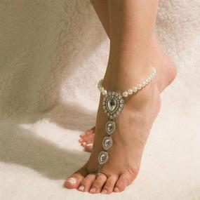 img 4 attached to Woeoe Rhinestone Anklets Crystal Barefoot