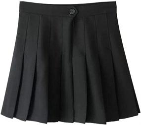 img 1 attached to High Waisted Skater Tennis School Skirt Uniform with Lining Shorts for Women and Girls