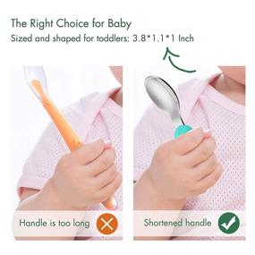 img 3 attached to 🦖 YIVEKO Baby Fork and Spoon Set with Carry Case - Baby Training Utensils for Self Feeding - Toddler Silverware with Silicone and Stainless Steel - Kids and Toddler Utensil Set in Dinosaur Design