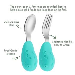 img 2 attached to 🦖 YIVEKO Baby Fork and Spoon Set with Carry Case - Baby Training Utensils for Self Feeding - Toddler Silverware with Silicone and Stainless Steel - Kids and Toddler Utensil Set in Dinosaur Design