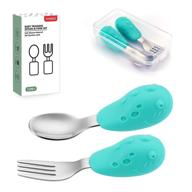 🦖 yiveko baby fork and spoon set with carry case - baby training utensils for self feeding - toddler silverware with silicone and stainless steel - kids and toddler utensil set in dinosaur design logo