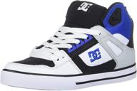 👟 skate dc high top in black and white logo