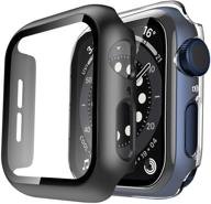 чехол tauri 2 pack для apple watch se series 6 5 4 44mm с защитным стеклом 9h, тонким бампером, чувствительным касанию и полной защитной оболочкой. совместим с iwatch 44mm - прозрачный+черный. логотип