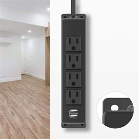 img 2 attached to 💡 Black Mounted Power Strip with 4 AC Outlets, 2 USB Ports, 45° Curved Plug, 6.5FT Extension Cord – Ideal for Under Desk, Workbench, Sofa, Nightstand, Dresser