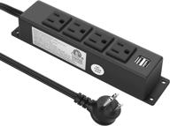 💡 black mounted power strip with 4 ac outlets, 2 usb ports, 45° curved plug, 6.5ft extension cord – ideal for under desk, workbench, sofa, nightstand, dresser логотип