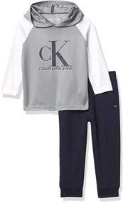 img 3 attached to 👕 Calvin Klein Boys' Hooded Pant Sets in 2 Pieces