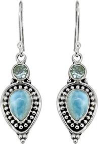 img 4 attached to Larimar Sterling Silver Earrings: Exquisite Girls' Jewelry by YoTreasure