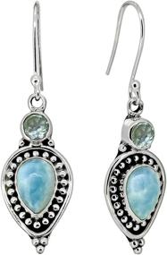 img 1 attached to Larimar Sterling Silver Earrings: Exquisite Girls' Jewelry by YoTreasure