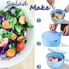 img 2 attached to 🥗 Blue 3L Salad Spinner with Drain Basket - Good Grips, Quick Dryer, Easy to Use, Ideal for Vegetables and Fruits in Home Kitchen, BPA Free