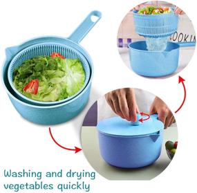 img 3 attached to 🥗 Blue 3L Salad Spinner with Drain Basket - Good Grips, Quick Dryer, Easy to Use, Ideal for Vegetables and Fruits in Home Kitchen, BPA Free