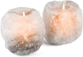 img 4 attached to 🕯️ 2-Pack Mockins Natural White Himalayan Salt Tea Light Candle Holders - 2.5 lbs, Perfect Room Decor for a Comforting Ambience