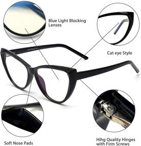 img 3 attached to Повышайте комфорт глаз с очками JIM HALO Cateye Blue Light Blocking для женщин: снижайте напряжение и защищайте зрение.